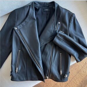 Theory Lambskin Black Leather Jacket Small